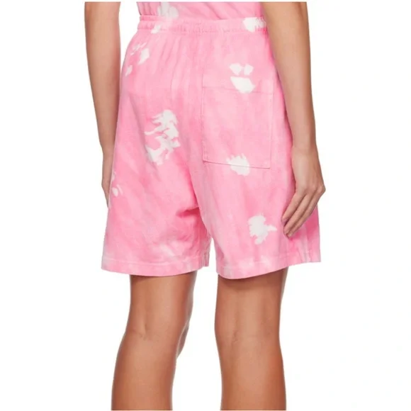 SPORTY & RICH Pink Tie Dye Cotton Jersey Shorts Size Medium - Picture 3 of 10